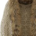 Manteau Femme Hiver Lache Col avec Fourrure Pull Manches Chauve-Souris Cardigan en Tricot  -2