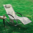 SoBuy® OGS28-MI x2 Lot de 2 Fauteuils à bascule Chaise longue Transats de jardin avec repose-pieds et 1 pochette latérale - Beige-2