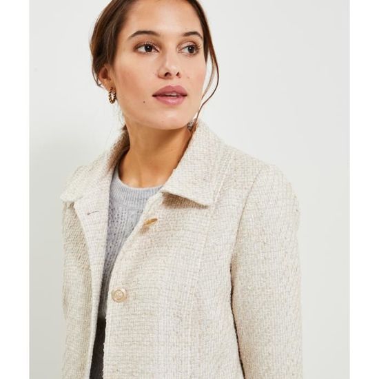 Manteau long tweed femme clearance