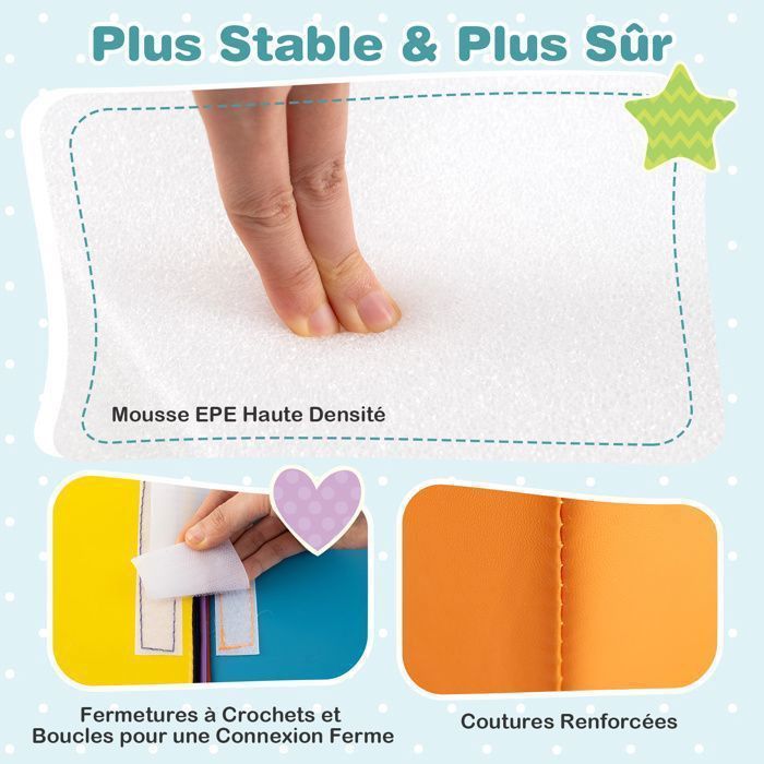 COSTWAY Parcours Motricité Bébé 6 Pièces En Mousse EPE Avec Housse PU – Formes Et Couleurs Variées – Dès 12 Mois