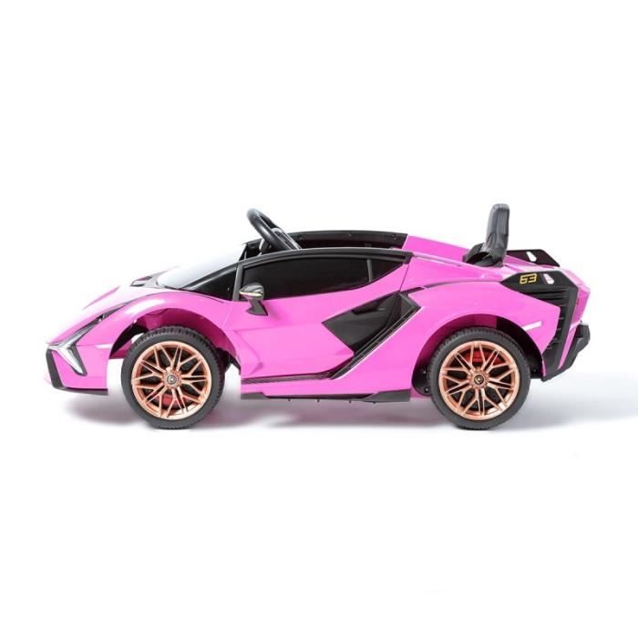 Lamborghini Sian Électrique Enfant 12V - Télécommande 2.4GHz - Roues Gomme - Siège Cuir - Portes Papillon - 2 Moteurs - Rose - 1-4 Ans