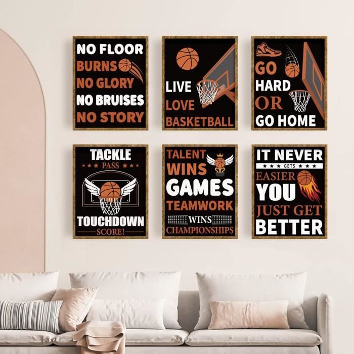 Lot De 3 Affiches Basketball Aquarelle - 30,5x40,6 Cm Sans Cadre - Décoration Murale Minimaliste Sportive