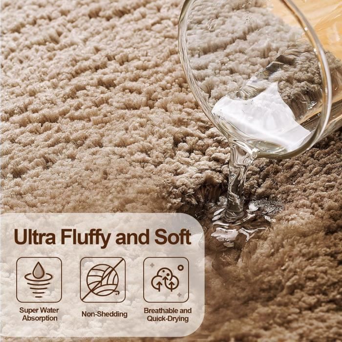 LNXSESN Tapis De Bain Couleur Chocolat Tapis Salle De Bain Moelleux Microfibre Tapis De Salle De Bain Absorbant Tapis Bain Lavable Machine Tapis Antidérapant Baignoire Epais 40x60cm