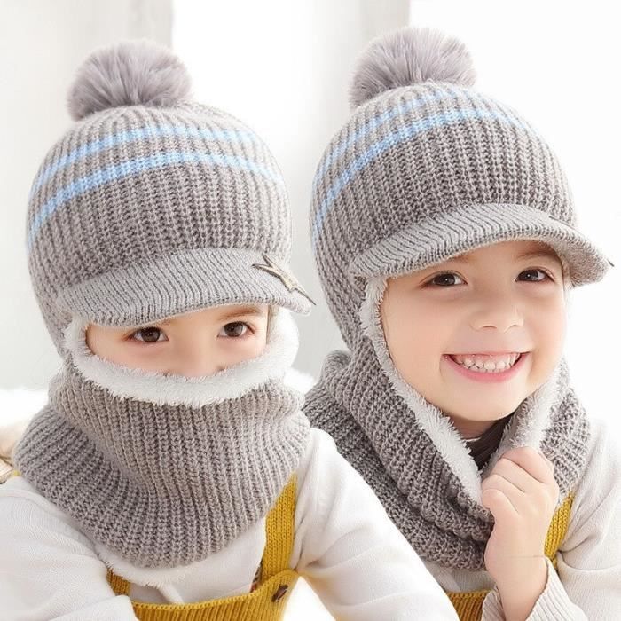 Taille unique - Bleu clair - Bonnet épais tricoté en acrylique pour  enfants, chapeau d'hiver, cagoule chaude - Cdiscount Prêt-à-Porter