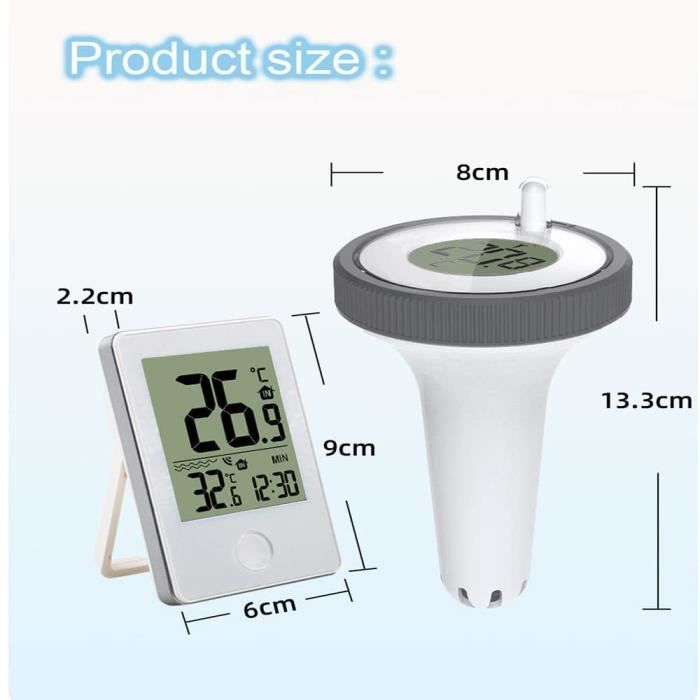 Thermomètre Flottant Piscine Numérique - Écran LCD étanche IPX8, Batterie Rechargeable - Pour Piscine, Spa, Jacuzzi