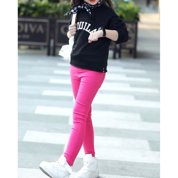 Fille Legging Taille lastique Extensible Treggings Enfants Slim
