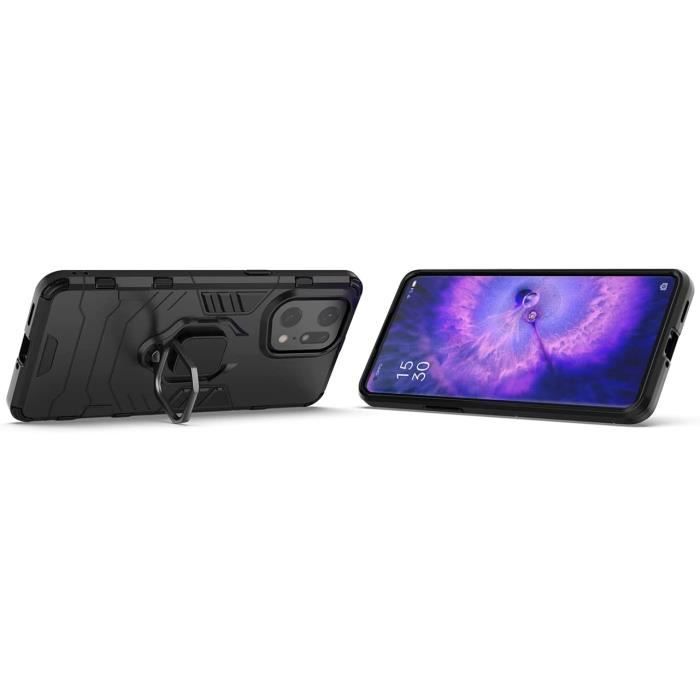 Coque Anti Choc - Oppo - Find X5 Pro 5G - Gel Souple - Bague Anti Chute - Support Pliable - Téléphonie