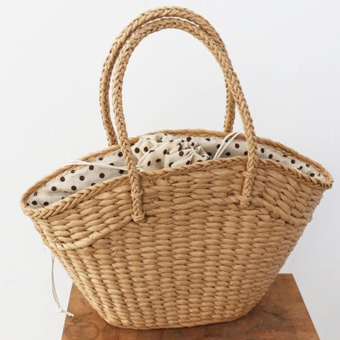 Sac a Main pour Femmes en Osier Tisse Sac a BandoulieRe pour Dames Sac de Plage Tisse en Paille Grande Capacite Portable A Cdiscount Bagagerie Maroquinerie