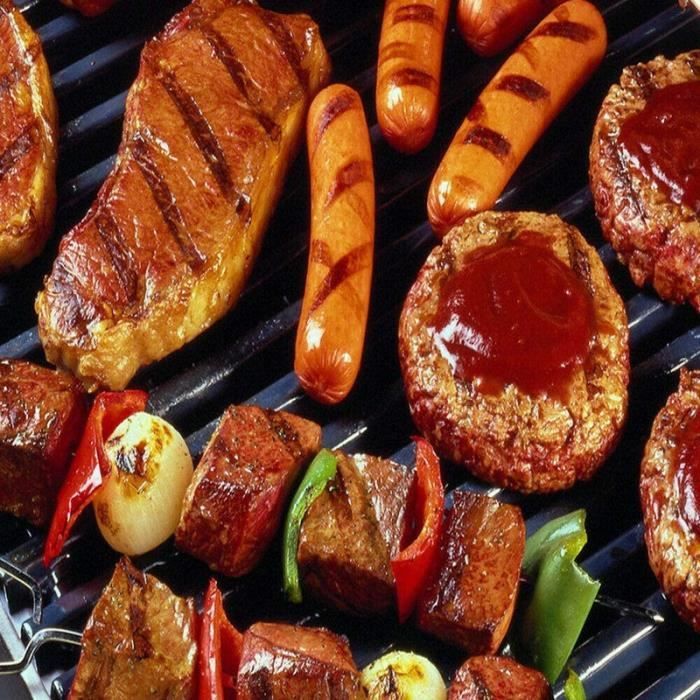 Grille De Cuisson En Fonte émaillée Pour Barbecue - 42 X 28 Cm, 9 Mm D'épaisseur, Universelle (charbon, Gaz), Marquage Croisé - 1