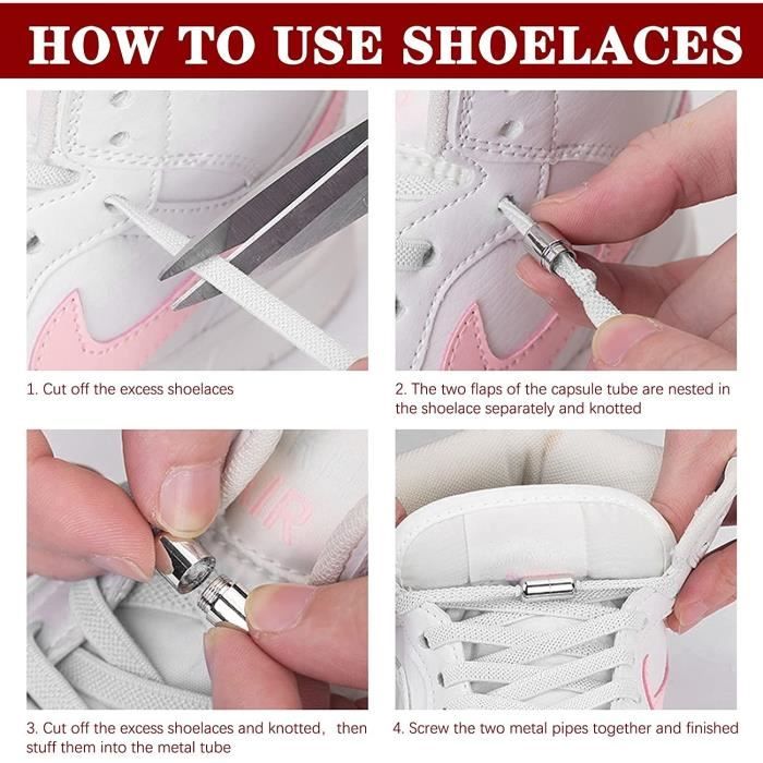 3 Paires Lacets lastiques avec Fermeture en M tal Lacet Elastique