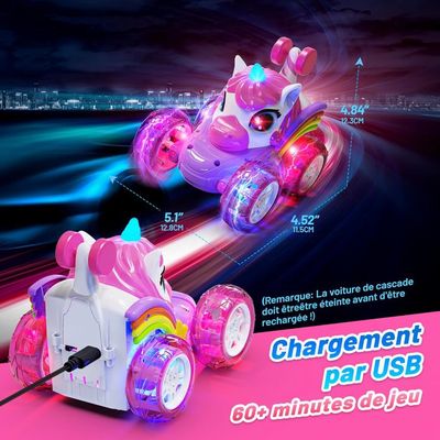 Voiture télécommandée RC Stunt Car Jouet 2.4GHz RC Stunt Voiture 360° Flip avec 2 Piles Rechargeables