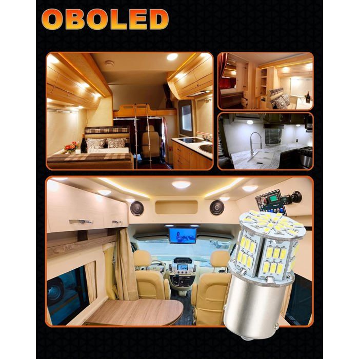 OBOLED Ampoules LED P21W 1156 54SMD BA15S 7506 1141 - Blanches 12V 24V 2PCS Pour Voiture RV