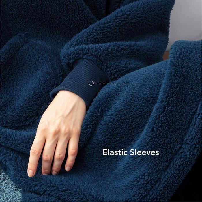 Shamdon Home Collection Sweat à Capuche Couverture Pull Capuchon Sherpa Peluche à Manches TV Plaid Couvertures Adulte Femme Homme Unisexe Gris | Votre Wishlist Sur