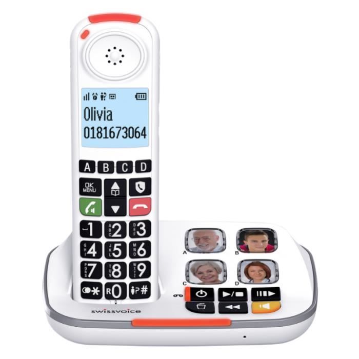 Téléphone Fixe Sans Fil avec Répondeur pour Seniors
