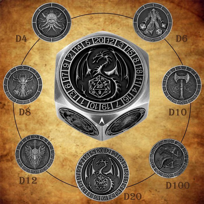 Jeu de dés en métal cuivré antique pour donjons et dragons-jeu de dés polyédriques-d&d-dice - France