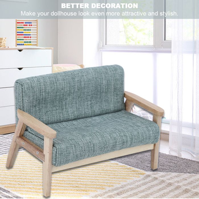 Milaget Ensemble de Meubles de Maison de Poupée Miniature Décor Micro Paysage Mini Sofa Fauteuil Ottoman Vintage Modèles de Meubles de Salon 1/12 Vert