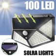 NEUFU Lampe Solaire étanche Extérieur 100 LED avec Détecteur de Mouvement Sécurité Jardin - Lumière Blanche-0