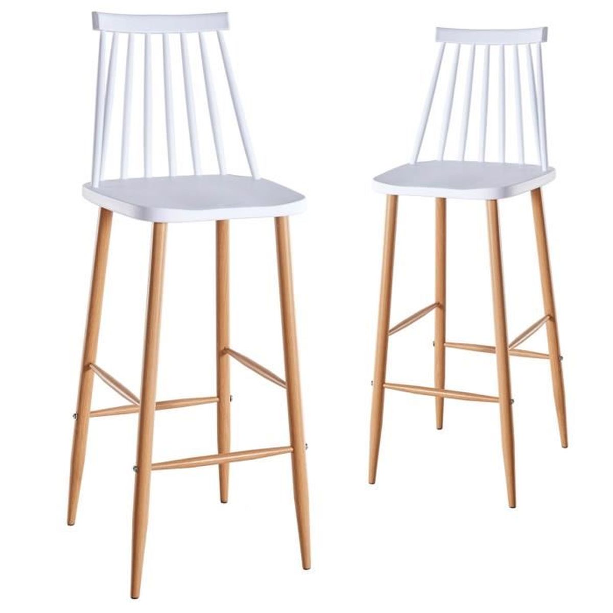 Lot de 2 chaises de bar scandinaves blanches BERTA  Cdiscount Maison