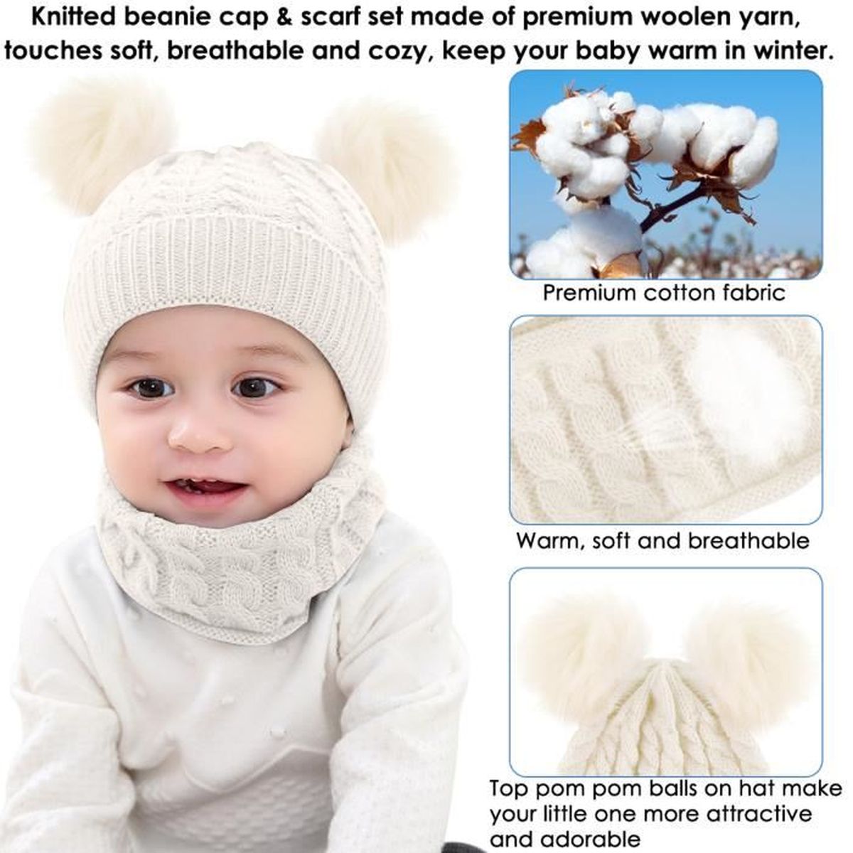 2pcs Set Bonnet Bebe Enfant Chapeau Capuche Laine Tricot Tour De Cou Chaud Hiver Blanc Bonnet Et Echarpe Bebe En Fil De Laine Cdiscount 2pcs Set Bonnet Bebe Enfant Chapeau Capuche Laine Tricot Tour De Cou Chaud Hiver Blanc Bonnet Et Echarpe Bebe En Fil De Laine Cdiscount