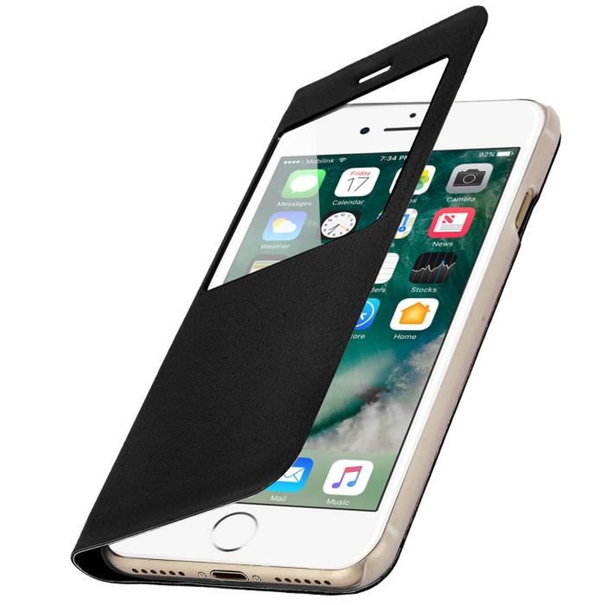 Etui Flip Cover iPhone 7 PLUS Noir Cdiscount Téléphonie