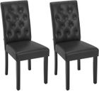 WOLTU Lot de 2 Chaises de Salle à Manger, Dossier Haut, Chaise de Cuisine en Similicuir, Pieds en Bois Massif, Noir W0ATT0319-2