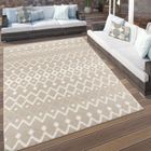 Paco Home Tapis Exterieur Terrasse Salon Cuisine Boho Scandinave Geometrique 3D Beige 160x230 cm