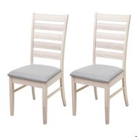 Chaises de salle à manger en tissu gris et bois massif clair - Lot de 2