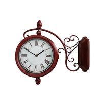 DynaSun Art Old Time Horloge Murale à Double Cadran en métal Style Vintage rétro Rouge 42 x 42 x 13,5 cm