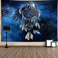 Tapisserie murale tissu d'impression Attrape-rêves Galaxie bleu décorative salon chambre à coucher 200 x 150 cm