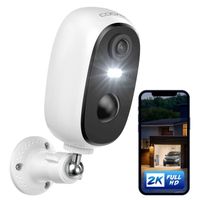 COOAU 2K Camera Surveillance WiFi Exterieure sans Fil IP Intérieure Caméra Détection de Mouvement PIR Sirène Étanchéité IP65