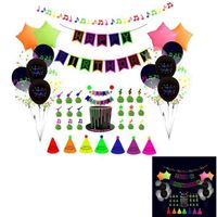 High-Ensemble de décoration de fête fluorescente ensemble de ballons d'insertion de gâteau de drapeau de lettre d'anniversaire