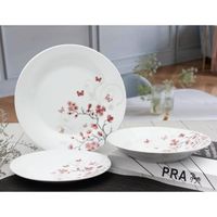 Service de Table 18 pièces en porcelaine Papillons rouge