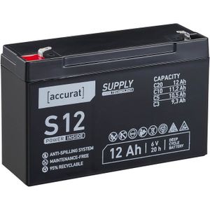 BATTERIE VÉHICULE Accurat Supply S12 AGM 6V Batterie de plomb 12Ah