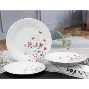 SERVICE COMPLET Service de Table 18 pièces en porcelaine Papillons