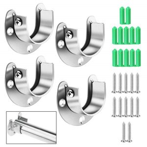 Sourcing Map Lot de 4 supports ovales en alliage de zinc pour tringle de 19 mm de diam/ètre