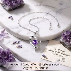 Pendentif Améthyste Véritable Sur Argent 925 - Pierre 2,2 Cm X 7 Mm, Style Marquise, Neuf