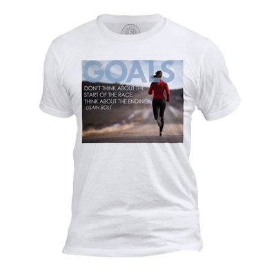 T Shirt Homme Col Rond Goals Usain Bolts Citation Inspirante Anglais Motivation Sport Blanc Achat Vente T Shirt Cdiscount