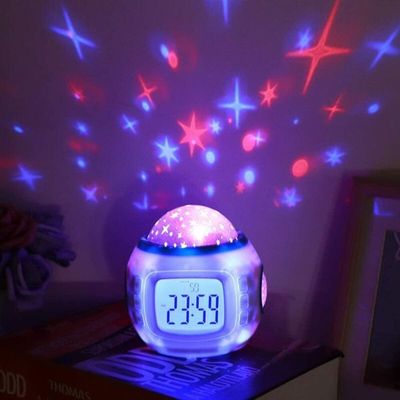 Réveil Garçons et Filles avec Projecteur d'Étoiles Musical, Lumière LED Veilleuse, Idée Cadeau Enfant