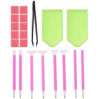 18 Pièces Stylos Et Accessoires Pour Peinture Diamant - Avec Pointes Remplaçables, Argile Colle - Kit DIY Complet