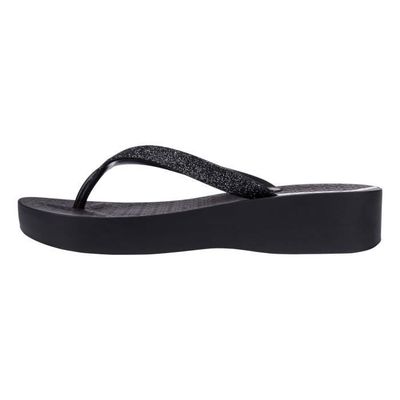 Tong Compensées à Enfiler Ipanema Mesh Chic Plat - Noir/Glitter Noir