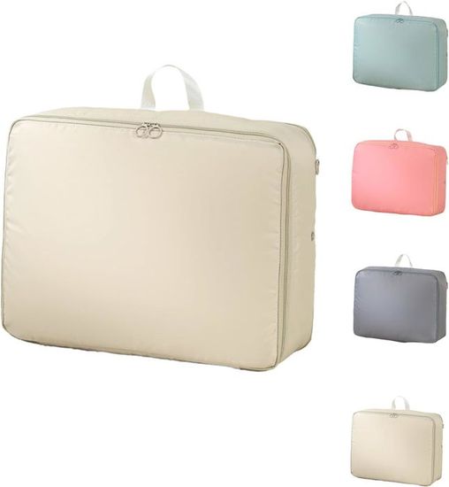 SHUOHONG Sac Compression Voyage, 54x42x60 CM Organisateur Auto Compression Avec Poignée Renforcée, Sac Rangement Vetement Pliables, Sac Rangement Couette Pour Literie Couvertures Jouets (Gris