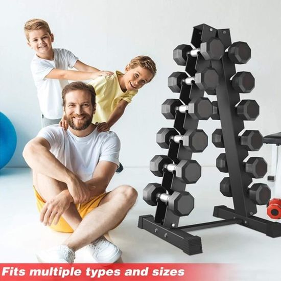 Rack de rangement pour 5 paires d'haltères de musculation hexagonaux ou