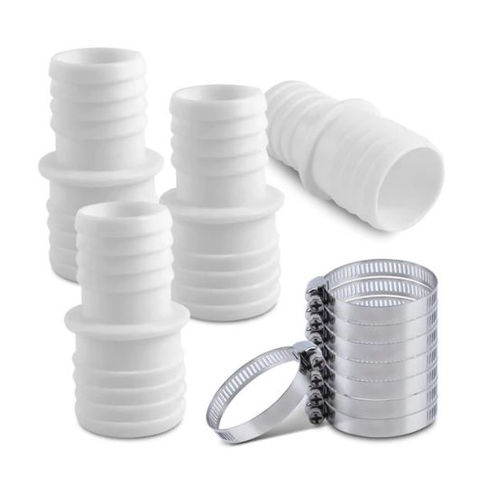 Kit De 4 Raccords Pour Tuyaux De Piscine 32mm/38mm - Colliers Acier Inoxydable Inclus - Raccord Double Embout Pour Pompe Et Robinet - 4