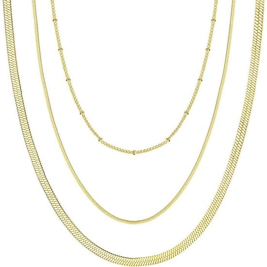 Collier Or 18 Carats LOLIAS - Lot De 3 Colliers Superposables Pour Femme - Style Boho Et élégant