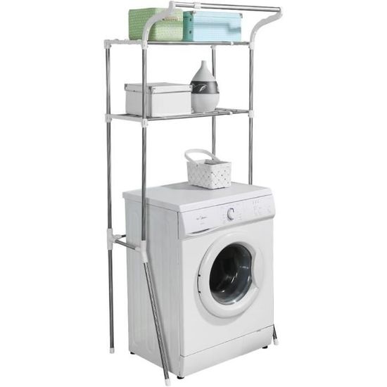 Etagère de Rangement Dessus Lave Linge Étagère Toilettes avec 2
