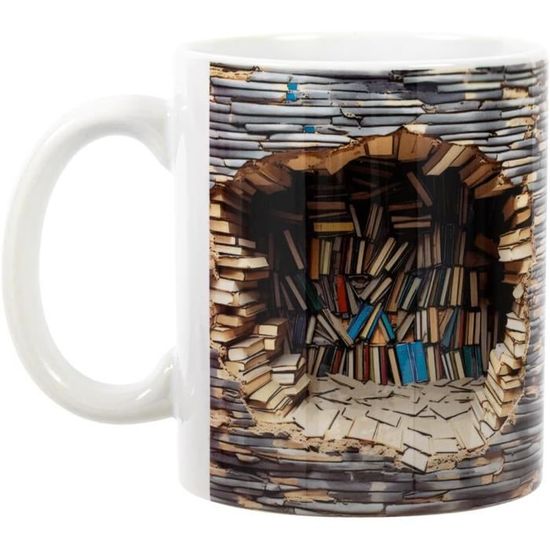 Kunoli Tasse Créative 3D Library Bookshelf Mug, 325 Ml, Tasse À Café En