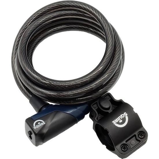 ANTIVOL A CABLE SPIRALE 6 Mm - 180 Cm AVEC SUPPORT