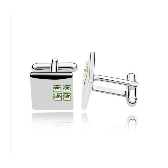 Boutons De Manchette En Cristal CZ Pour Homme - Laiton Plaqué - Cadeau Élégant Pour Mariage Ou Cérémonie