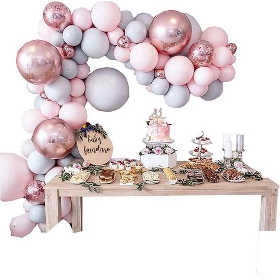 Kit Arche de 95 Ballons Métalliques - Rose Gold Argent et Ivoire pour l' anniversaire de votre enfant Kit Arche de 95 Ballons Métalliques - Rose Gold Argent et Ivoire pour l' anniversaire de votre enfant