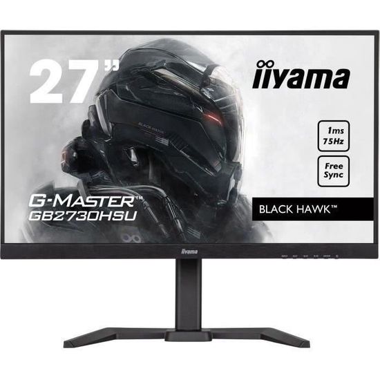 Ecran PC Gamer - IIYAMA G-Master Black Hawk GB2730HSU-B5 - 27" FHD - Dalle TN - 1ms - 75Hz - HDMI / DisplayPort / DVI - FreeSync -